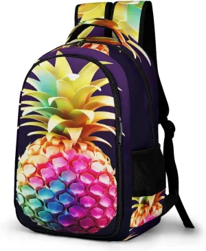 Colorful Pineapple Travel Backpack Adjustable Computer Bag Casual Travel Daypack Satchel Backpack Unisex