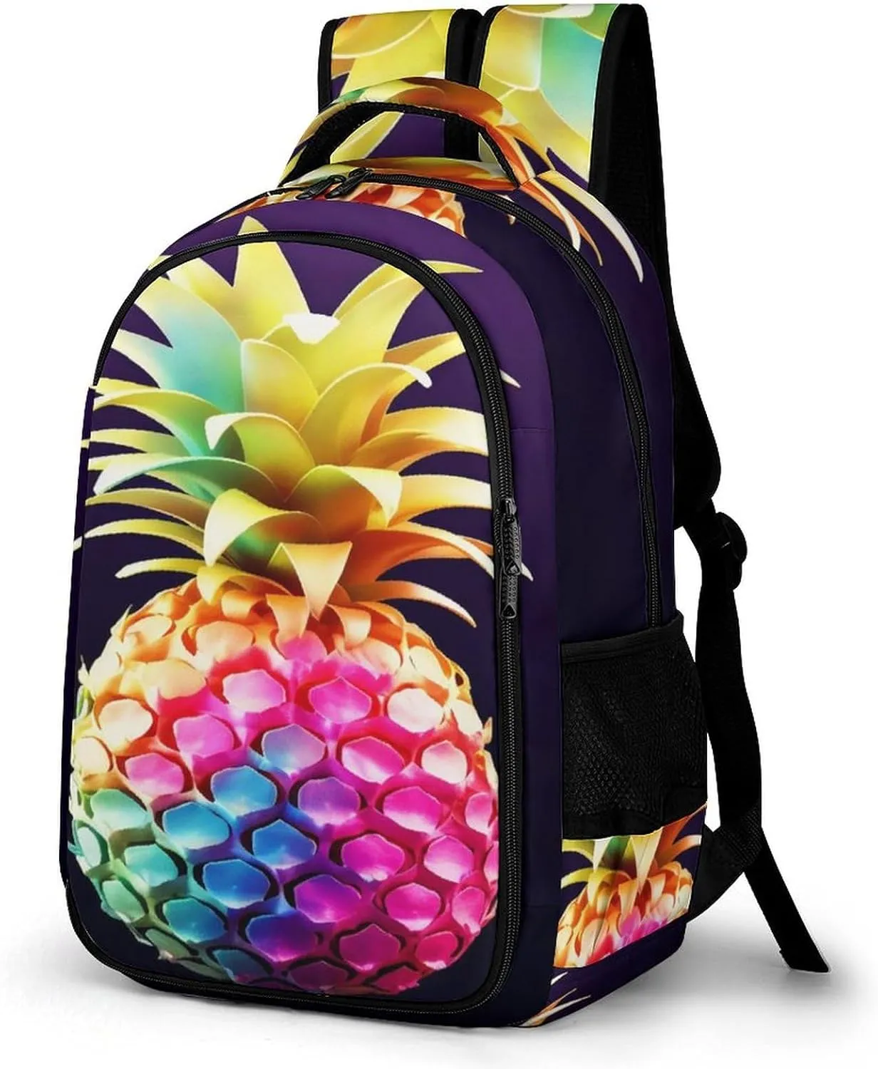 Colorful Pineapple Travel Backpack Adjustable Computer Bag Casual Travel Daypack Satchel Backpack Unisex