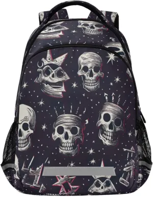 Colorful Skull Pattern Design Waterproof Backpack - Casual Outdoor Sports Daypack with Ergonomic Shoulder Straps#147