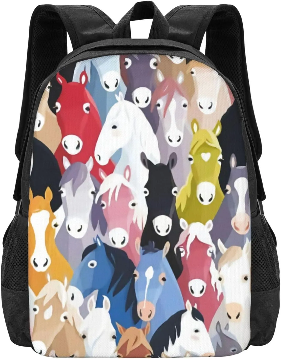 Colourful Cartoon Horses Lightweight Packable Backpack Travel Casual Hiking Daypack Foldable Backpack For Men Women