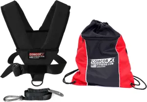 ComCor Pro Sled Harness with Padded Shoulders, Includes 9' Pull Strap and Drawstring Bag - Made in USA