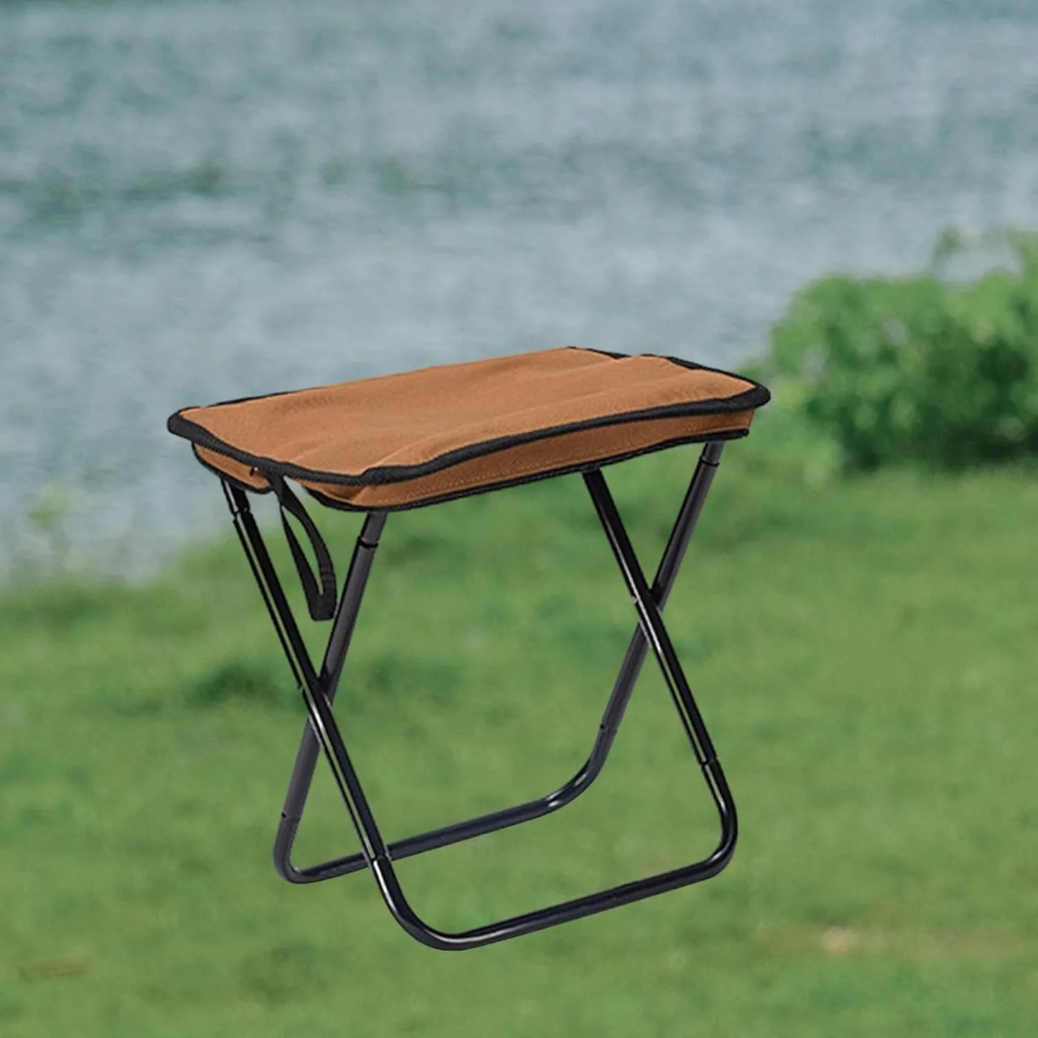 Compact Picnic Chair with Aluminum Frame Lightweight Folding Stool for Garden, Brown