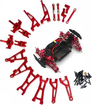 Compatible with Hyper GO RC Car Parts, 1/16 Metal Upgrade Aluminum Accessories, Red Replacement Parts kit for H16BM H16GT H16DR H16PL BEZGAR HP163S HP161 Jetwood JC16EP HAIBOXING 16889 16890A