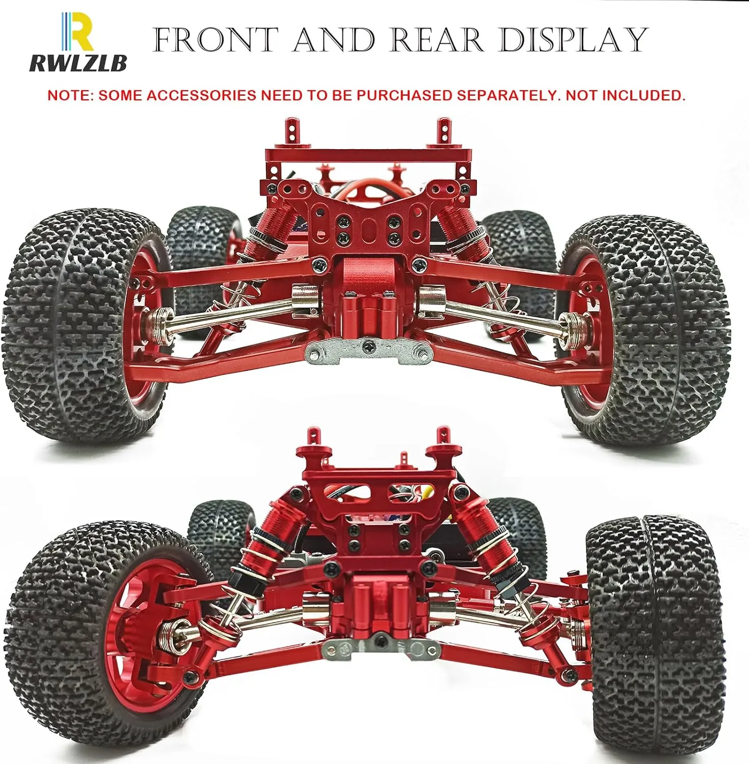 Compatible with Hyper GO RC Car Parts, 1/16 Metal Upgrade Aluminum Accessories, Red Replacement Parts kit for H16BM H16GT H16DR H16PL BEZGAR HP163S HP161 Jetwood JC16EP HAIBOXING 16889 16890A