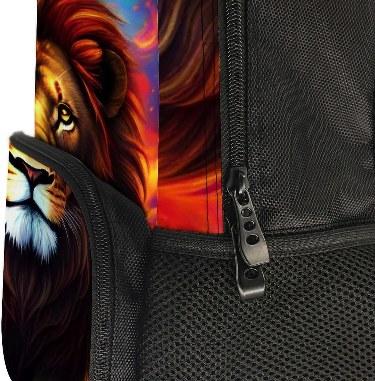 Cool Lion In The Universe Surreal Style Art Shoulder Book Bags Polyester Multipurpose Anti-Theft Carry On Bag Large Capacity Travel Hiking & Camping Rucksack