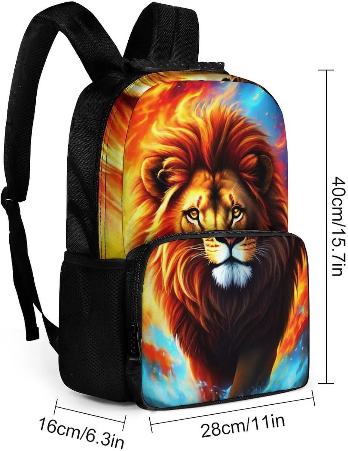 Cool Lion In The Universe Surreal Style Art Shoulder Book Bags Polyester Multipurpose Anti-Theft Carry On Bag Large Capacity Travel Hiking & Camping Rucksack