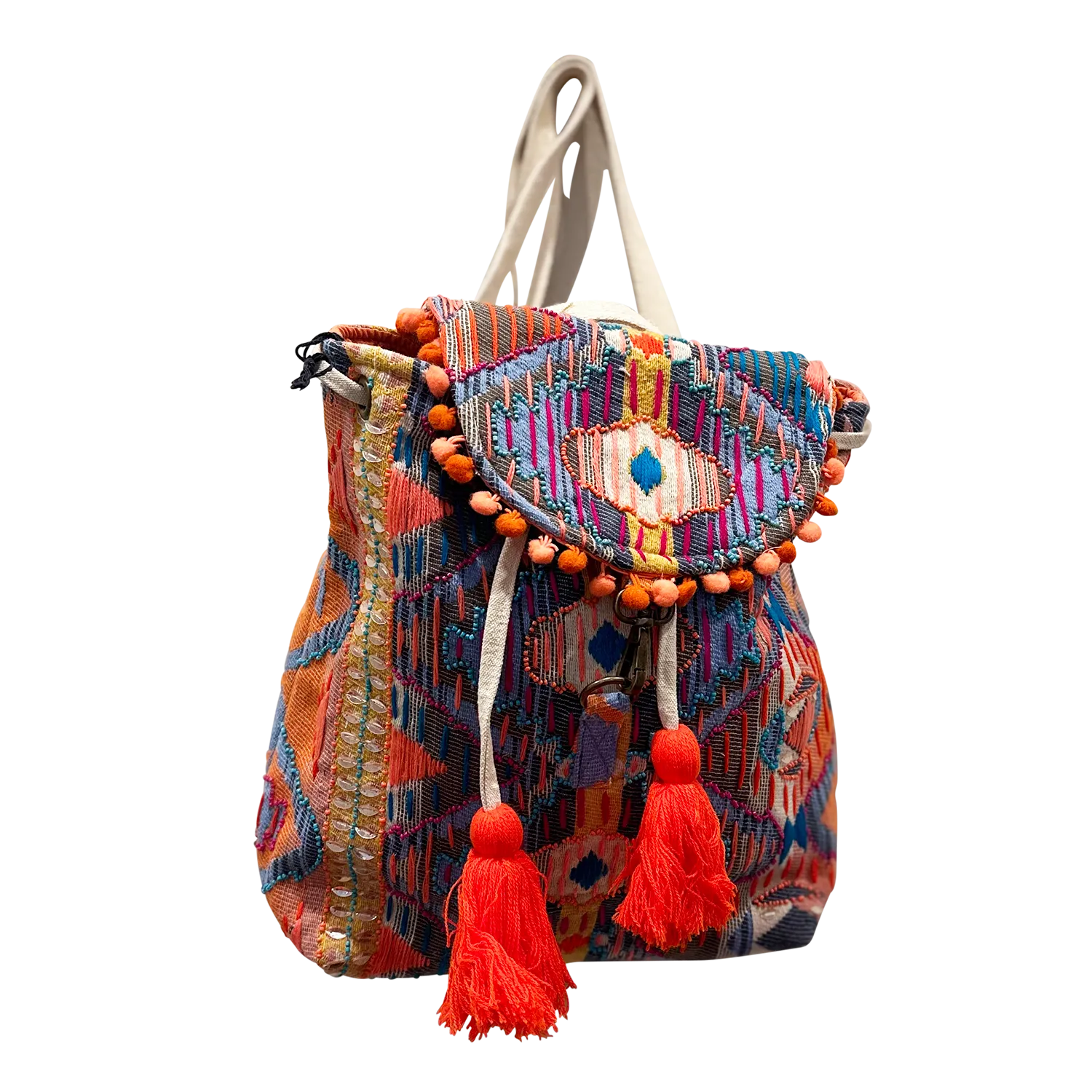Coral Turquoise Aztec Pattern Beaded Backpack