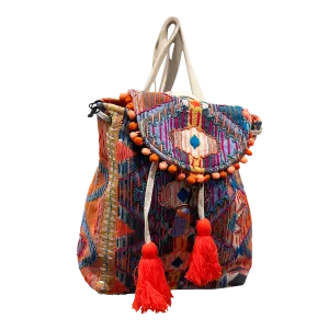 Coral Turquoise Aztec Pattern Beaded Backpack