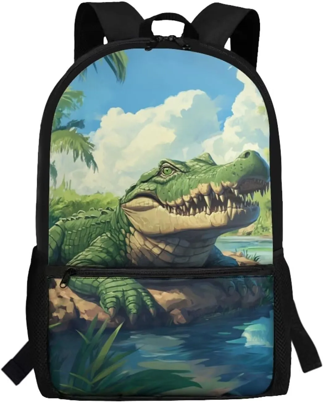 Crocodile Elementary School Boys Backpack Age 6 to 8 Classic Large Capacity Schoolbag for School Supplies Storage Polyester Fabric Bookbag for 1st-6th Grade
