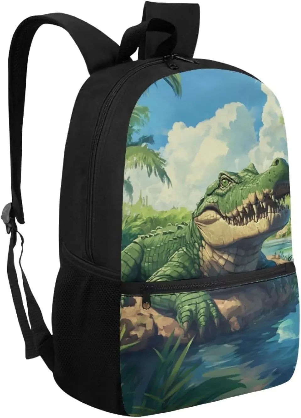 Crocodile Elementary School Boys Backpack Age 6 to 8 Classic Large Capacity Schoolbag for School Supplies Storage Polyester Fabric Bookbag for 1st-6th Grade