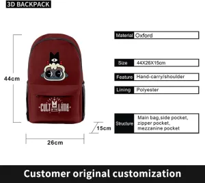 Cult Of The Lamb Print Gaming Travel Backpack (3-Piece Set, Red, 15L, Modern, Unisex, Waterproof, Cartoon, Rectangular, Airflow Back Panel, Padded Strap, 2 Pockets, 1 Compartment, 15L)