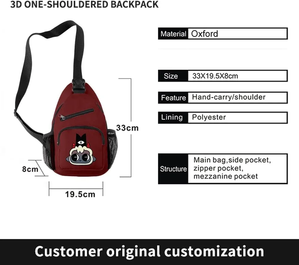Cult Of The Lamb Print Gaming Travel Backpack (3-Piece Set, Red, 15L, Modern, Unisex, Waterproof, Cartoon, Rectangular, Airflow Back Panel, Padded Strap, 2 Pockets, 1 Compartment, 15L)