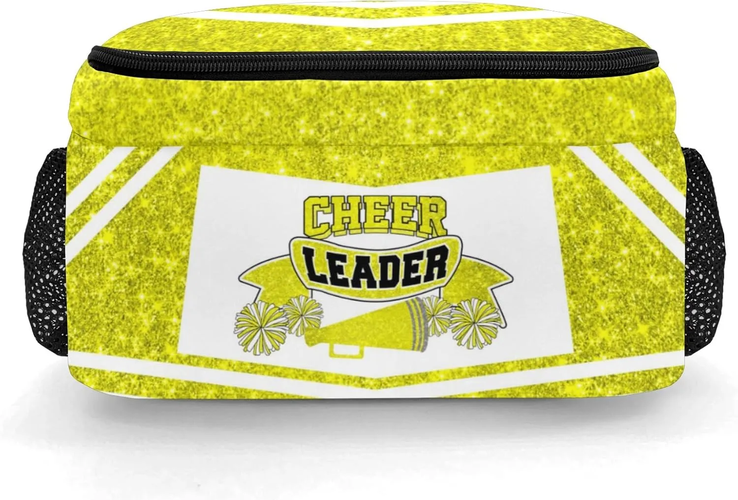 Custom Cheer Cheerleaders Yellow School Backpack Laptop Bookbag with Name for Men Women