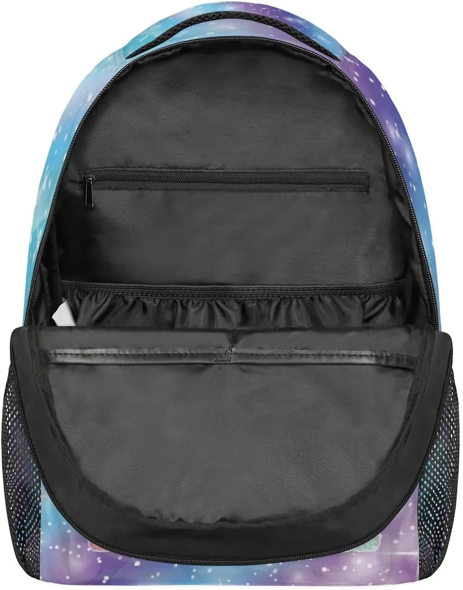 Custom Gym GYMNASTICS Backpack Personalized Shoulder Bag with Name Casual Traveling Bag Gradient Blue Purple Galaxy
