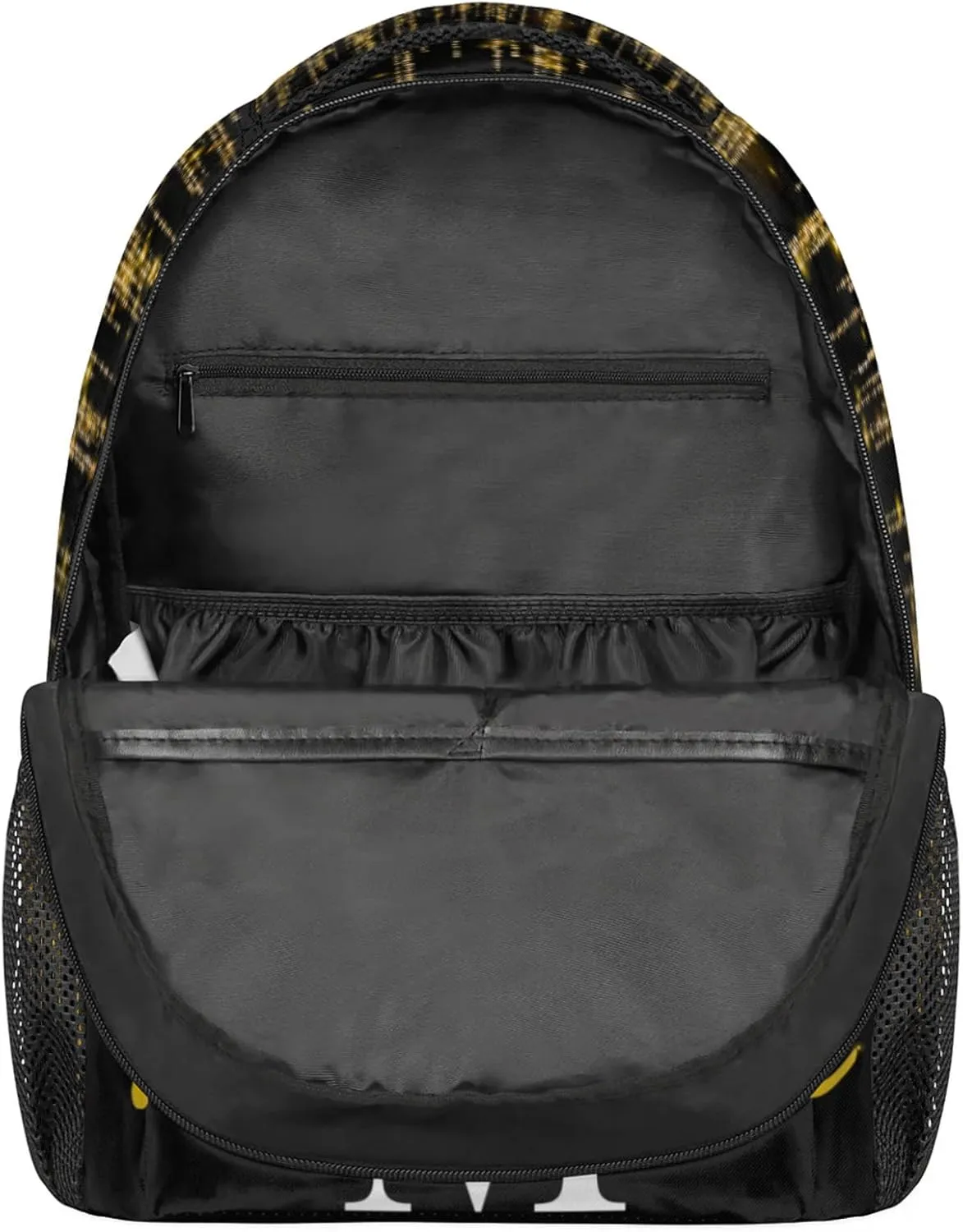 Custom Name Backpack Personalized Large Shoulder Bag Casual Traveling Bag 16in Bright Sparkly Effect Gold Stars Glittering