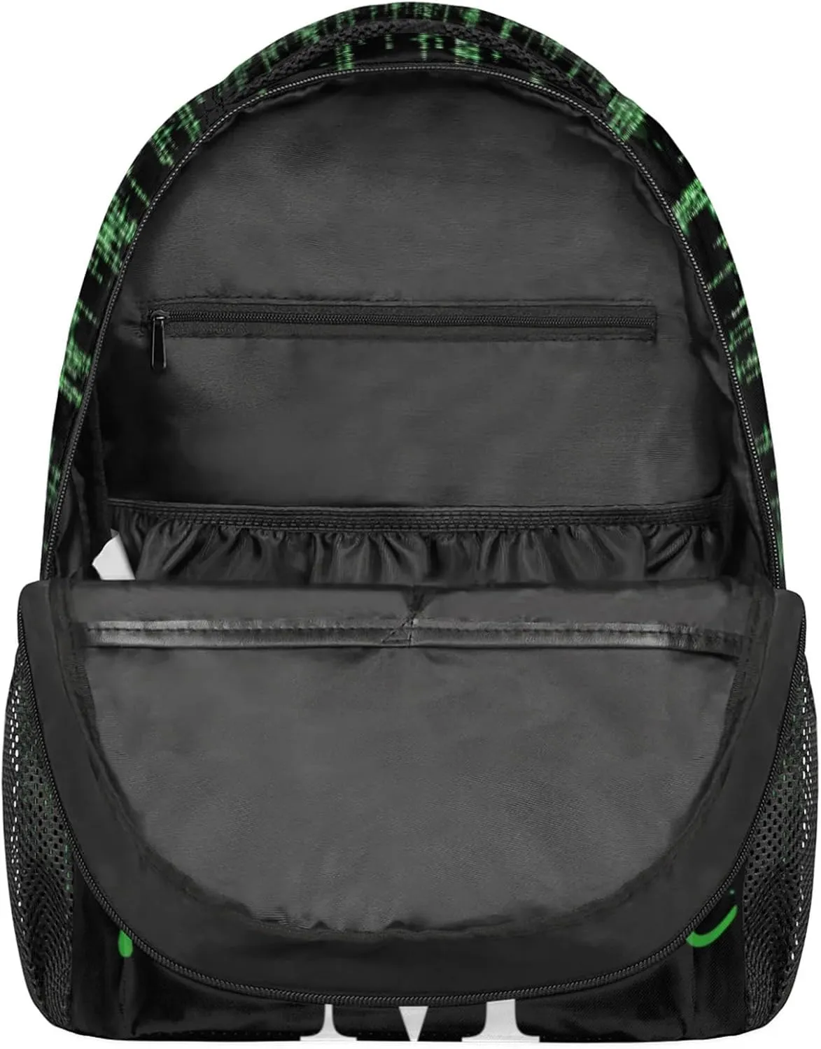 Custom Your Name Backpack, Adult Backpack for Daycare Travel, Grass Green Shiny Bling Glitter Curtain Effect with Black Personalized Name Bag 16in