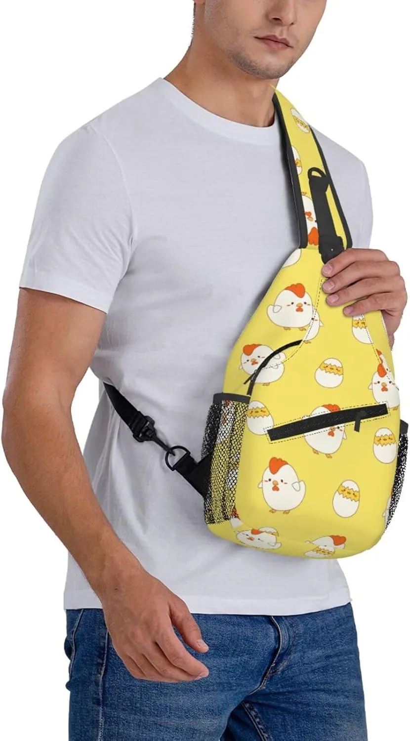 Cute Chicken Crossbody Sling Backpack Sling Bag Adjustable Chest Shoulder Daypack For Women Men