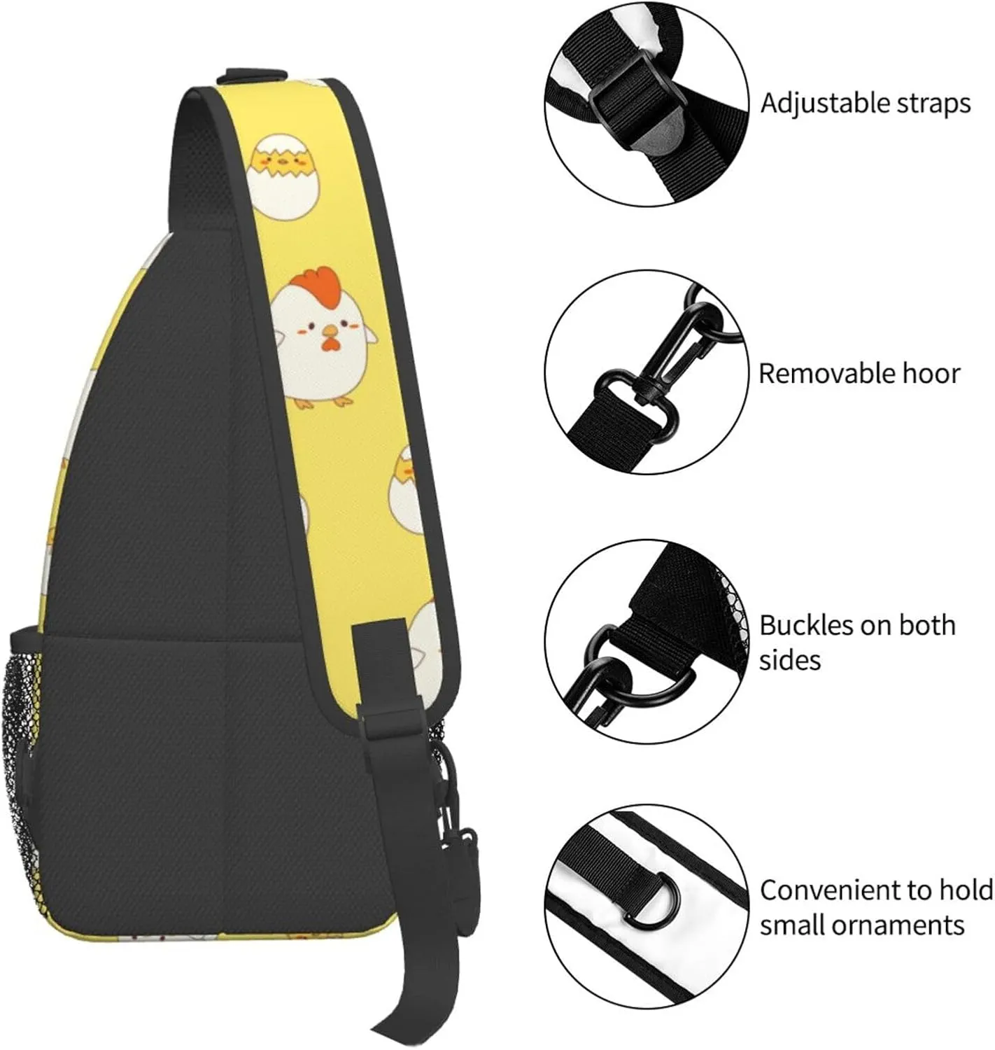 Cute Chicken Crossbody Sling Backpack Sling Bag Adjustable Chest Shoulder Daypack For Women Men