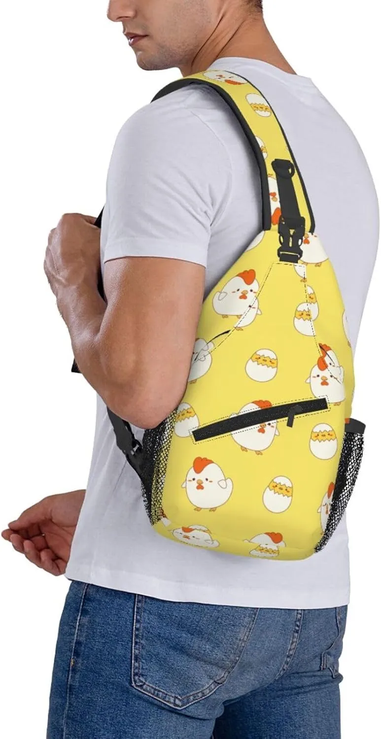 Cute Chicken Crossbody Sling Backpack Sling Bag Adjustable Chest Shoulder Daypack For Women Men