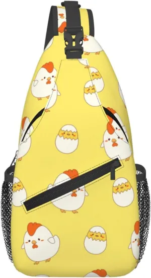 Cute Chicken Crossbody Sling Backpack Sling Bag Adjustable Chest Shoulder Daypack For Women Men