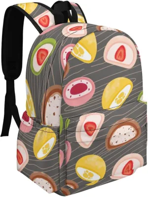 Cute Japanese Mochi Casual Travel Backpack Lightweight with Multi Compartment Laptop Bagpack for Women Men Hiking Business Work