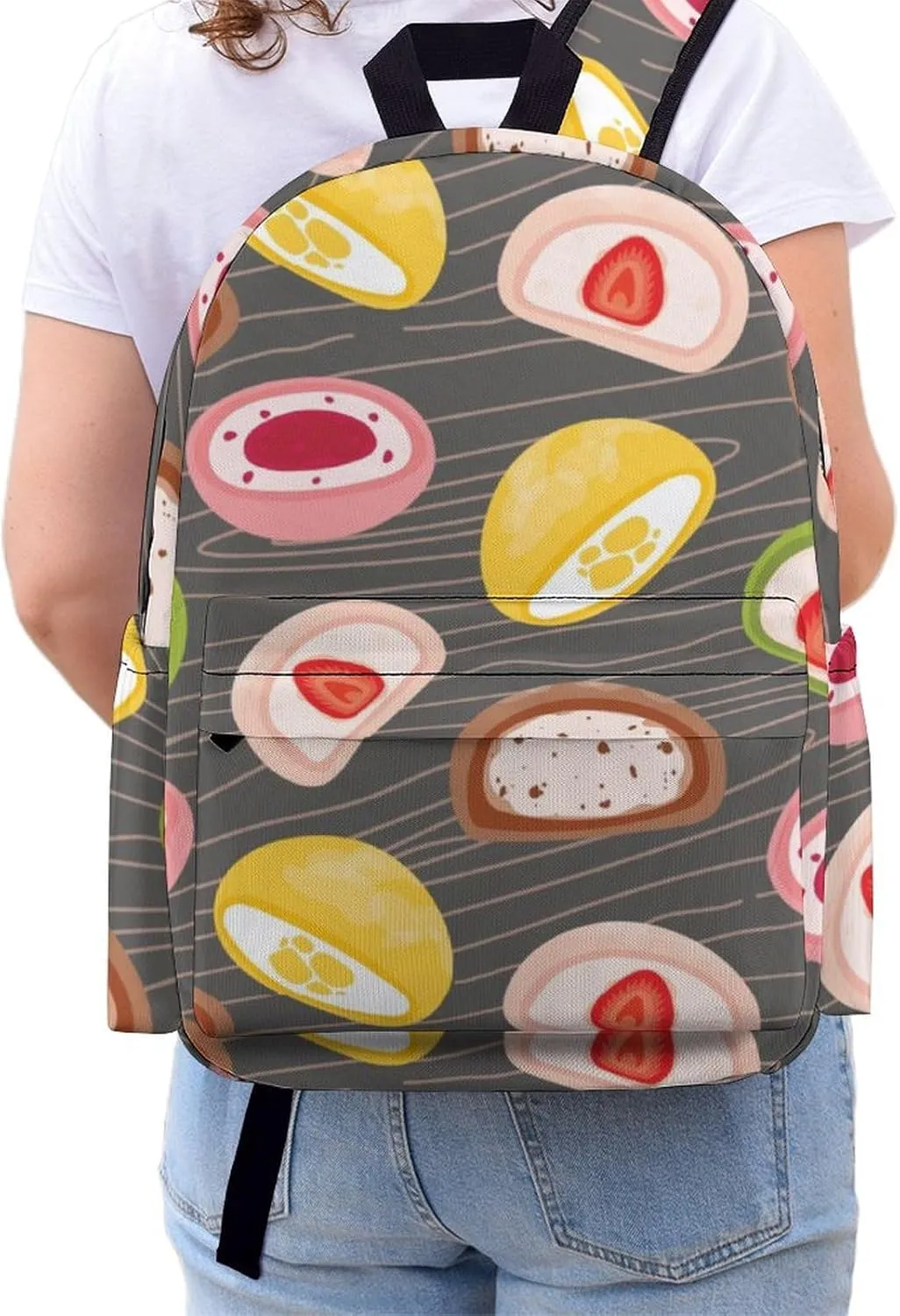 Cute Japanese Mochi Casual Travel Backpack Lightweight with Multi Compartment Laptop Bagpack for Women Men Hiking Business Work