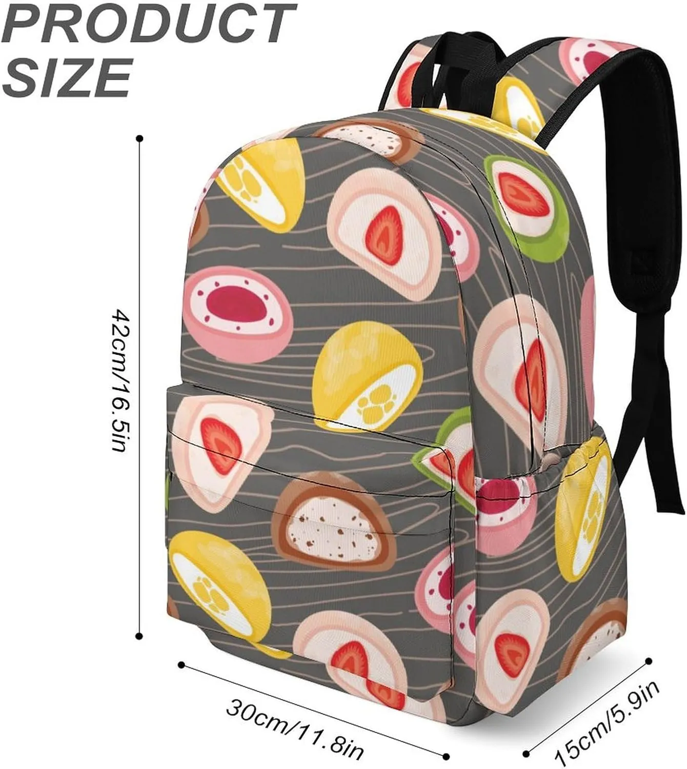 Cute Japanese Mochi Casual Travel Backpack Lightweight with Multi Compartment Laptop Bagpack for Women Men Hiking Business Work