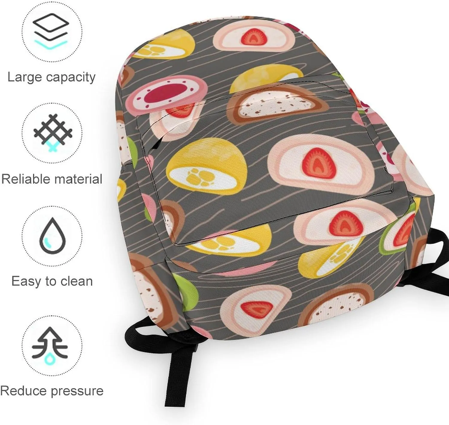 Cute Japanese Mochi Casual Travel Backpack Lightweight with Multi Compartment Laptop Bagpack for Women Men Hiking Business Work