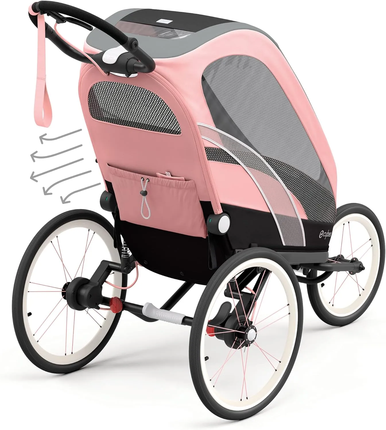 CYBEX ZENO 4-in-1 Multisport Trailer, Compact Fold, Smooth Ride Suspension and Air Filled Tires, Baby Trailer for 6 Months 