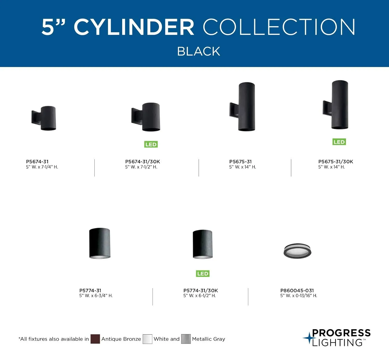 Cylinder Collection 5" Modern Outdoor Ceiling Light Black