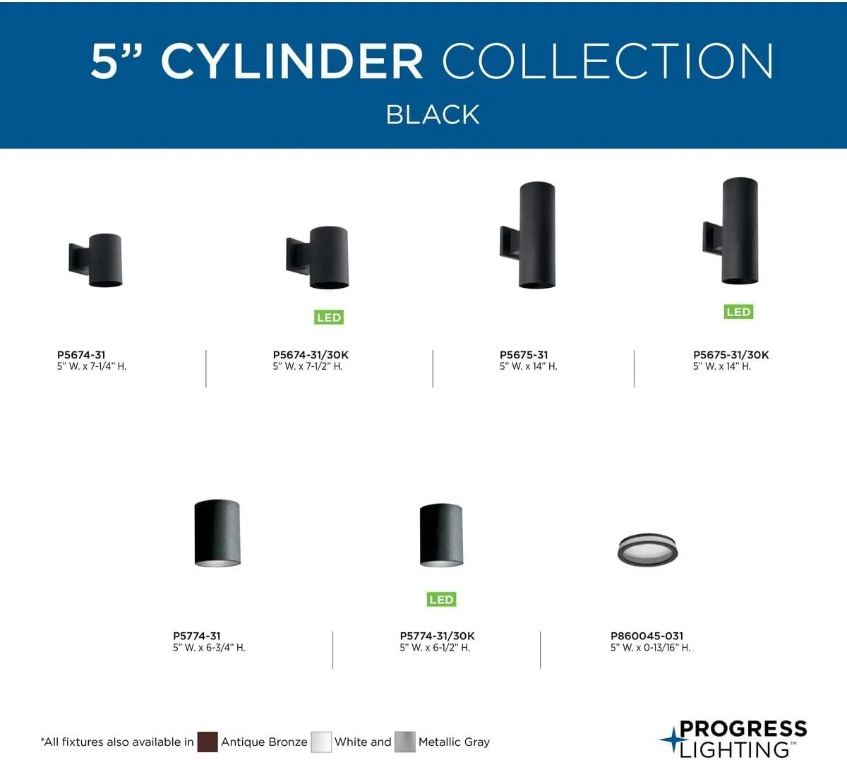Cylinder Collection 5" Modern Outdoor Ceiling Light Black