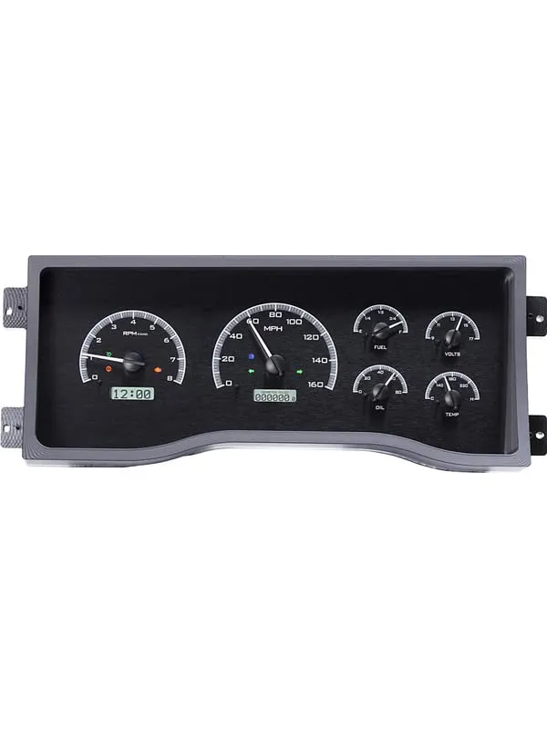 Dakota Digital 95-98 Chevy GM Full Size Pickup Truck Analog Gauge Kit Black Alloy White VHX-95C-PU-K-W
