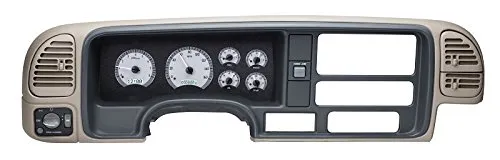 Dakota Digital 95-98 Chevy GM Full Size Pickup Truck Analog Gauge Kit Silver Alloy White VHX-95C-PU-S-W
