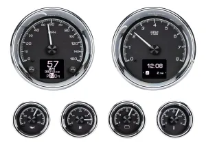 Dakota Digital HDX-2024-K Universal 6 Gauge Round Analog HDX Instrument System Black Alloy