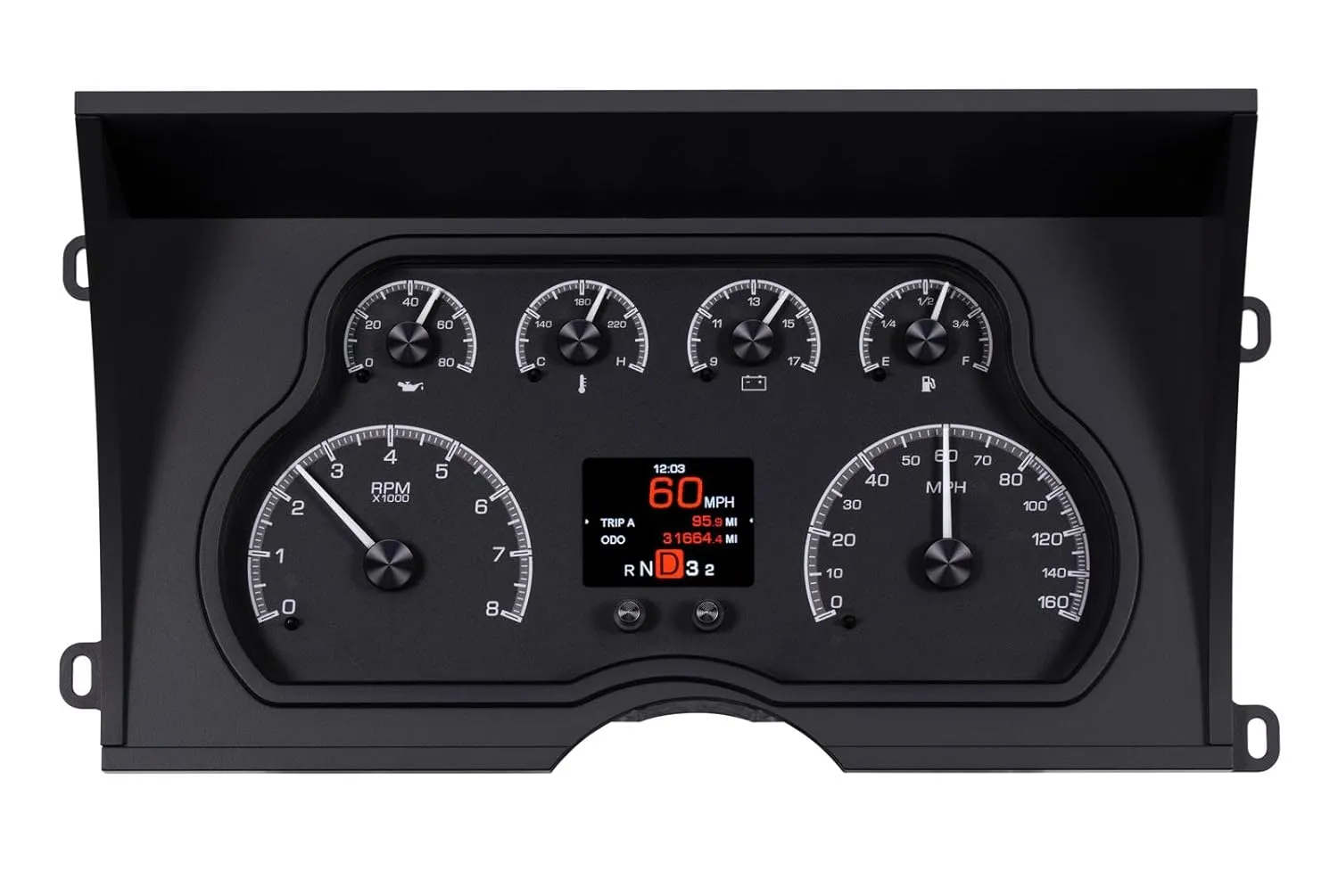 Dakota Digital HDX-88C-PU-K Compatible with 1988-94 Chevy/GMC Pickup Truck Customizable Analog Gauge System Black Alloy