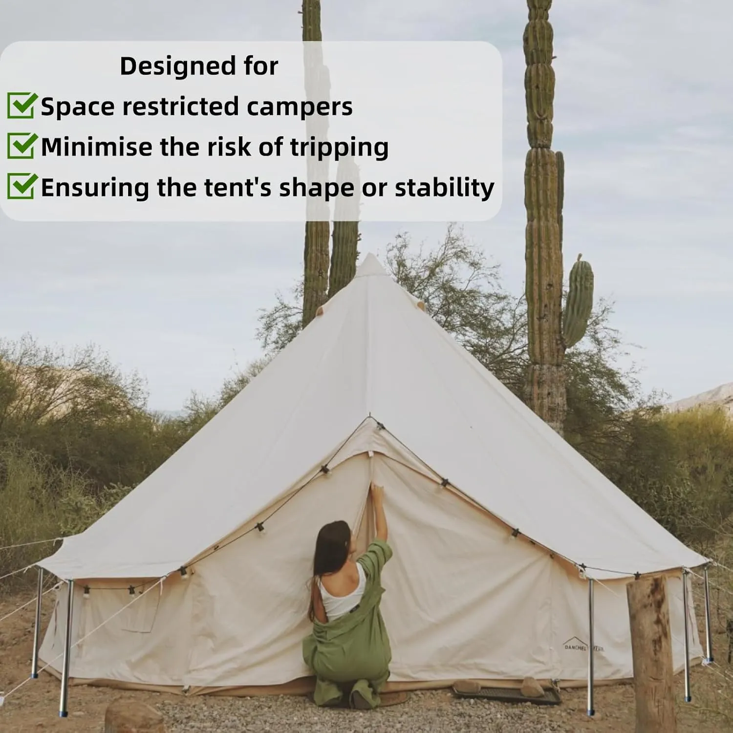 DANCHEL OUTDOOR Short Guy Poles for Canvas Bell Tent Camping, Windproof Galvanize Steel Durable Yurt Tent Unadjustable Pole Glamping Gear Accessories,80cm/31.5''