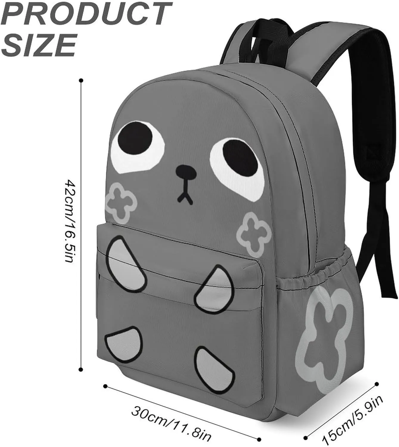 Dandy's World Backpack 16.5 Inch Single Compartment Double Shoulder Cartoon Cute Travel Backpack Lightweight (Grey-1)