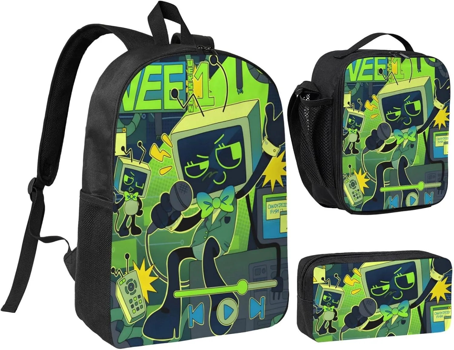 Dandys World Backpack Cartoon Print Cute Daily Multi-Purpose Backpack, 3set