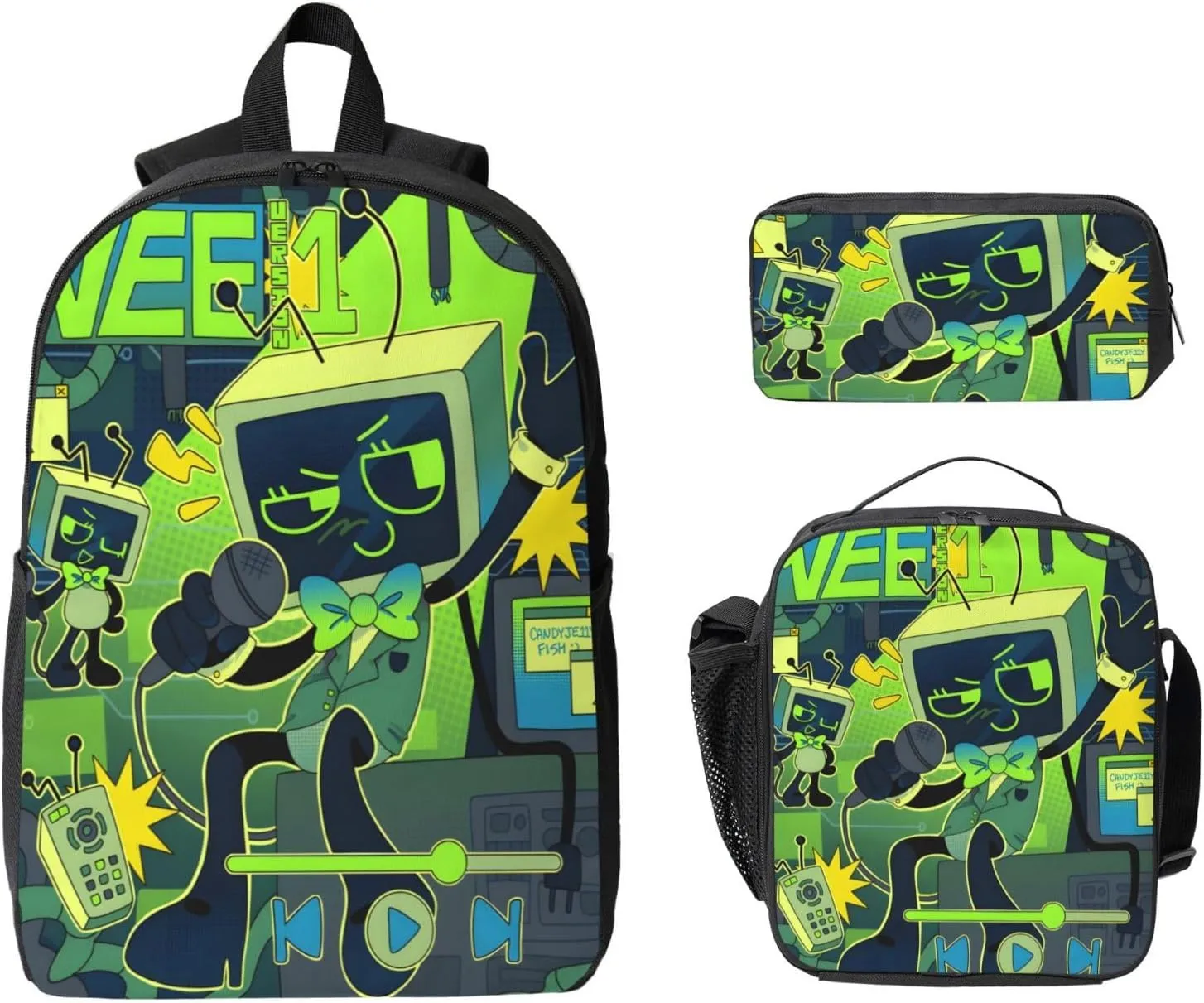 Dandys World Backpack Cartoon Print Cute Daily Multi-Purpose Backpack, 3set
