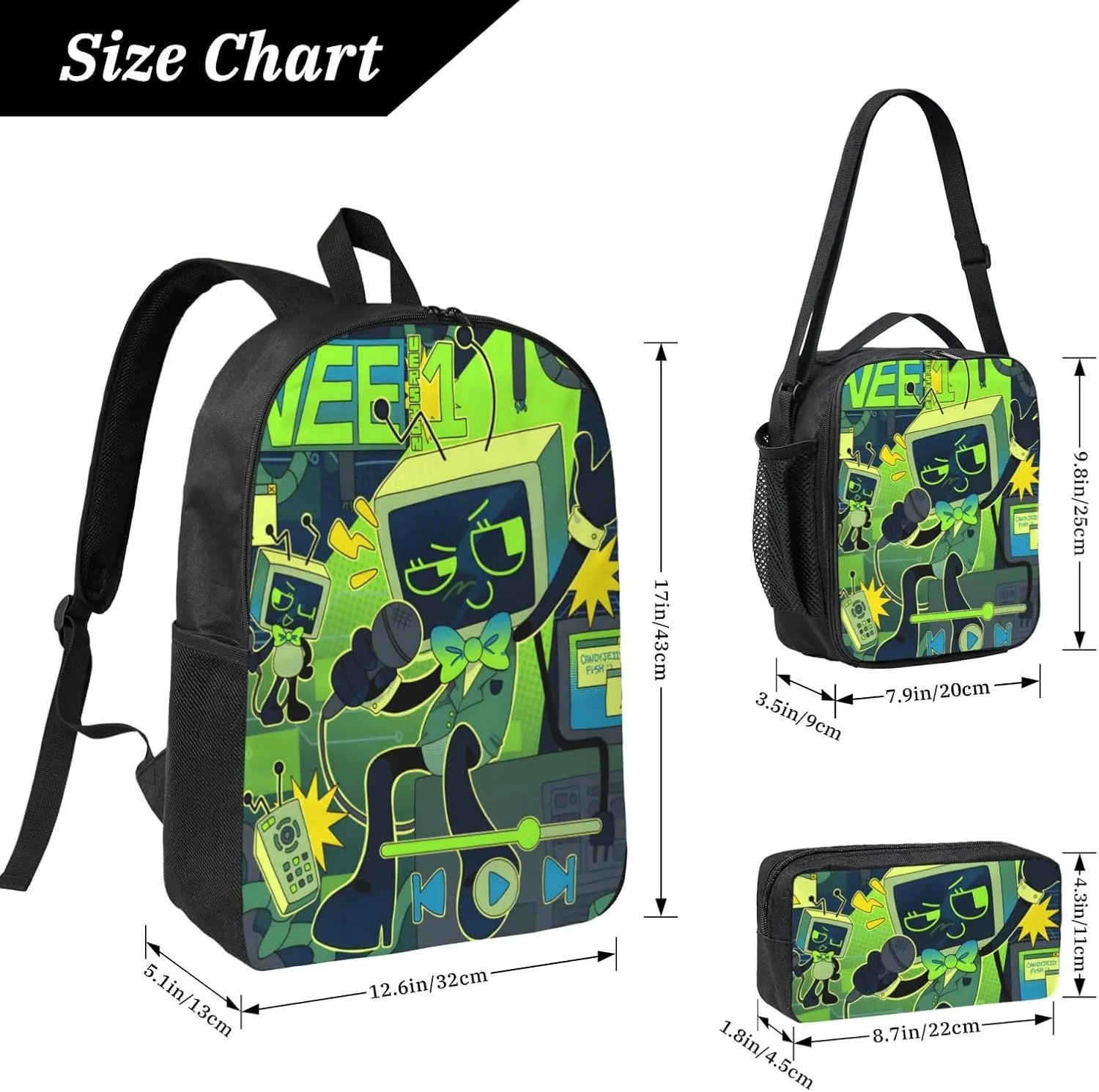 Dandys World Backpack Cartoon Print Cute Daily Multi-Purpose Backpack, 3set