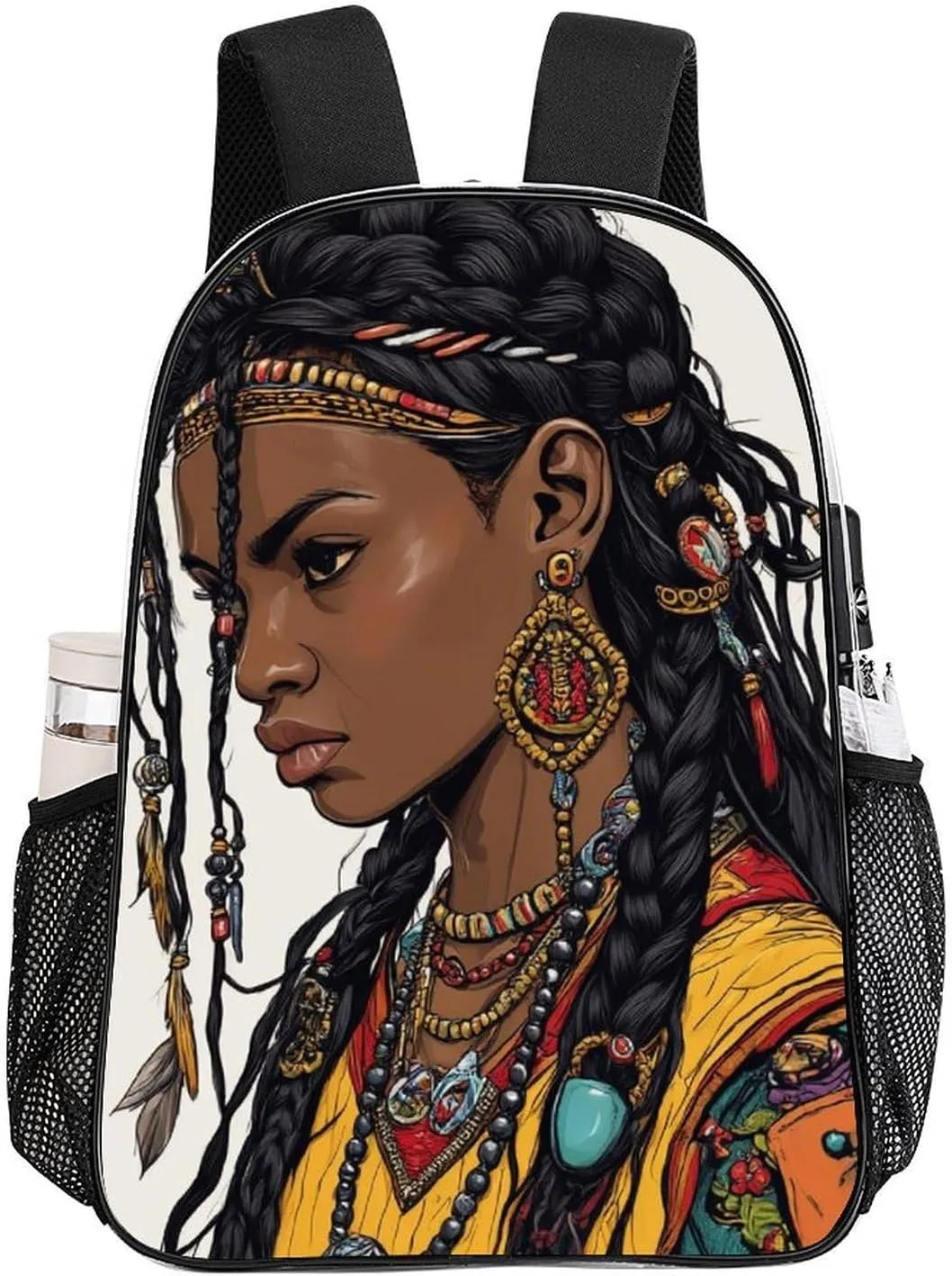 Daypack Bookbag Multipurpose Anti-Theft Big Capacity Carry On Bag - African American Tribal Ethnic Black woman Art Travel Hiking & Camping Rucksack Transparent Bag