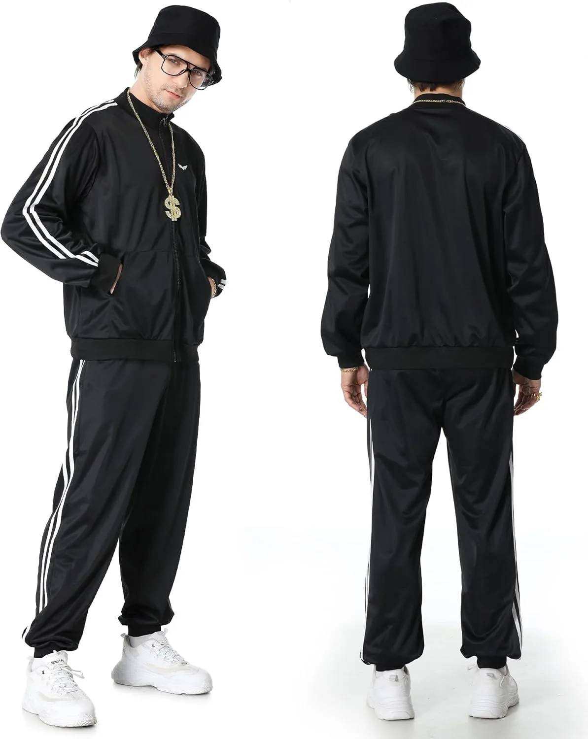 Deaboat 80s Tracksuit for Men Halloween Costumes Retro Windbreaker Outfit 90s Mens Track Suits Sportswear 9Pcs