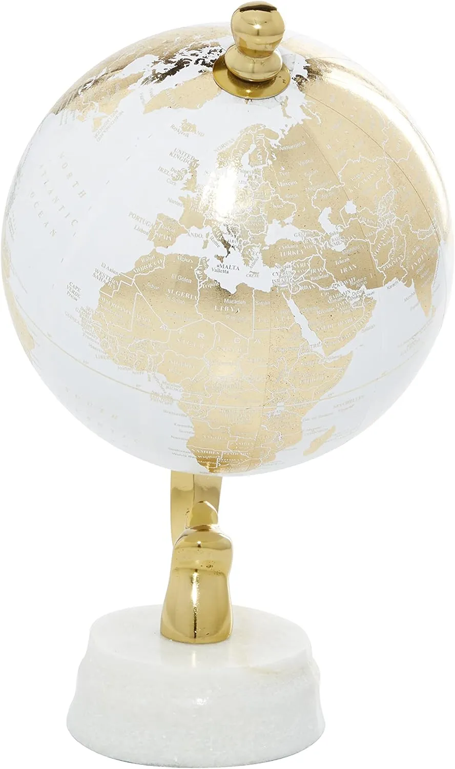 Deco 79 Aluminum Metal Globe with Marble Base, 6" x 6" x 11", Gold
