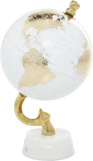 Deco 79 Aluminum Metal Globe with Marble Base, 6" x 6" x 11", Gold