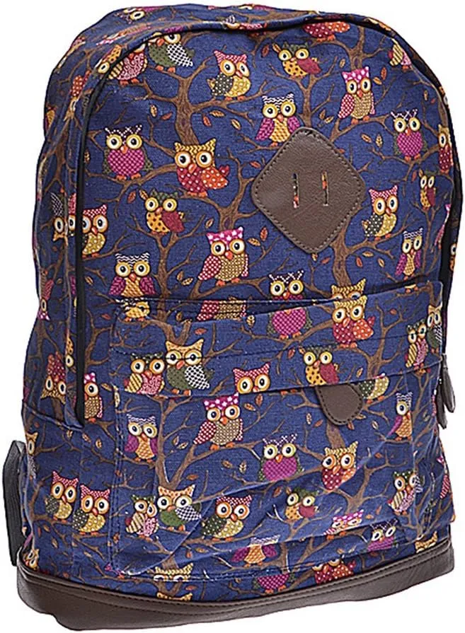 Designer Owls on Branches Backpack - Black