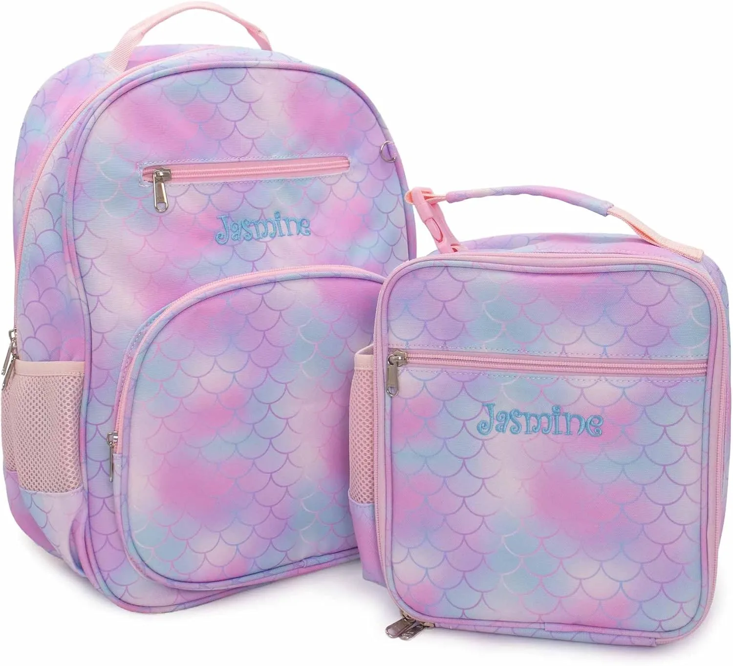 DIBSIES Personalized Adventure Collection Backpack (Mermaid Fin Backpack and Lunch Box Combo)
