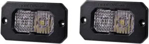 Diode Dynamics SSC2 SAE White Sport Flush Mount LED Pod (pair), Combo w/Red Backlight