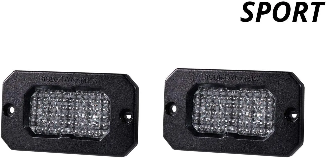 Diode Dynamics SSC2 SAE White Sport Flush Mount LED Pod (pair), Combo w/Red Backlight
