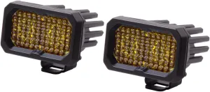 Diode Dynamics SSC2 SAE Yellow Pro Standard LED Pod (pair), Flood w/Amber Backlight