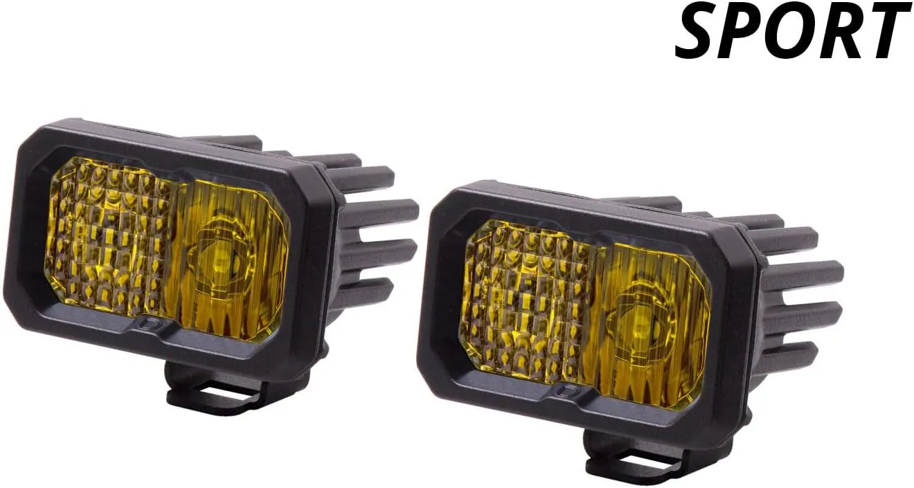 Diode Dynamics SSC2 SAE Yellow Sport Standard LED Pod (pair), Combo w/Amber Backlight
